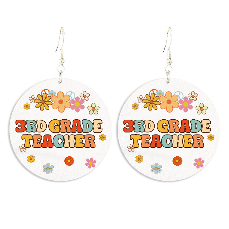 Wholesale Teacher Gift Wood Print Vintage Bohemian Earrings